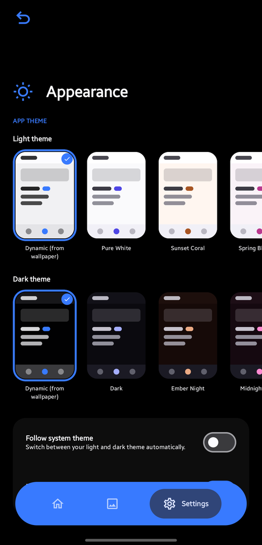 Pure black theme